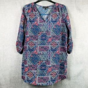 Derek Hart V Neck Boho Shift Dress